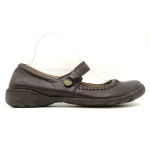 Hush Puppies Brown Leather Casual Slip On Mary Jane Loafers Shoes Women's 8.5 M
